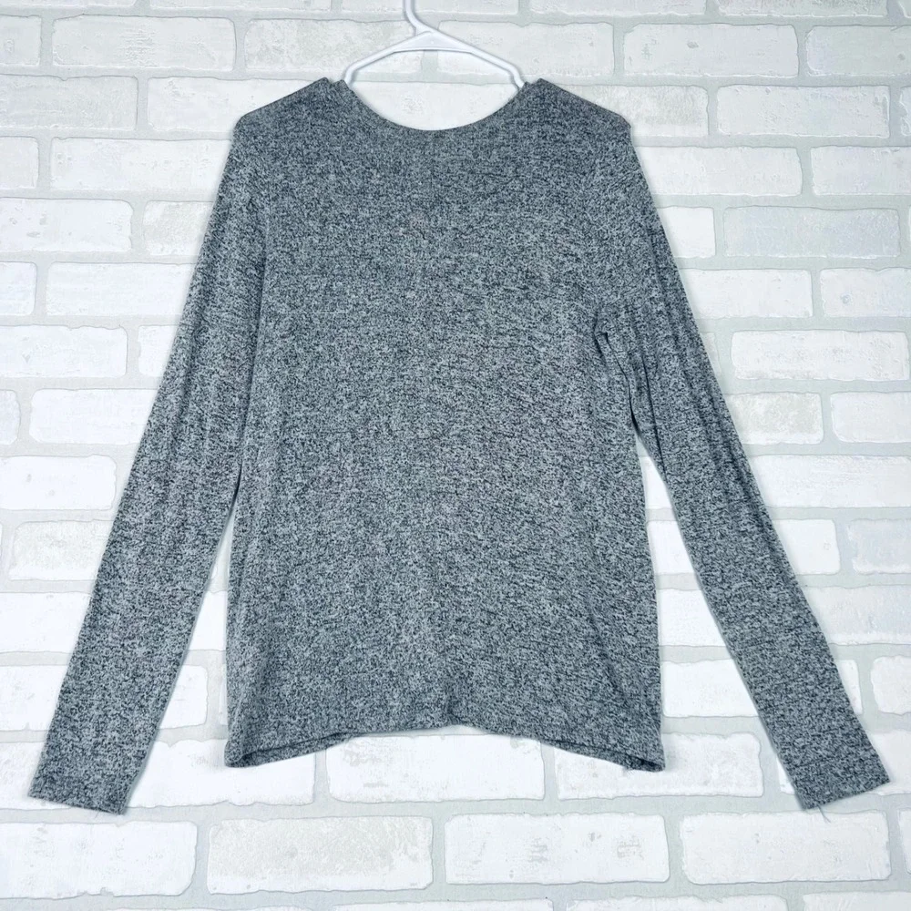 Abercrombie Kids Girls Gray Heathered Sequin Logo Tie Front Top Size 15/16